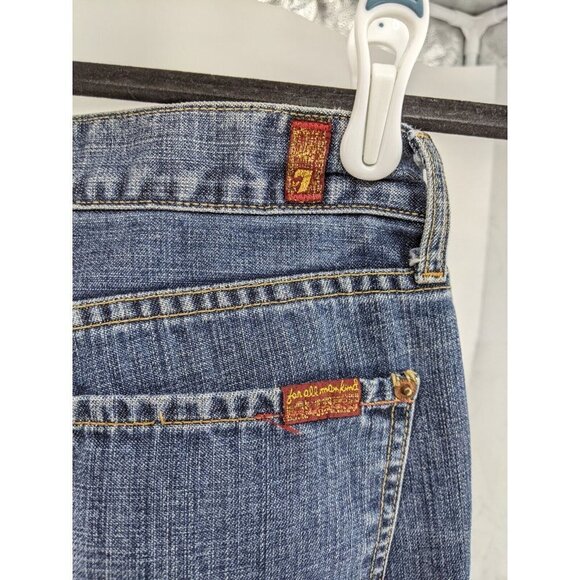 7 For All Mankind Blue Flare Jeans - Picture 9 of 10